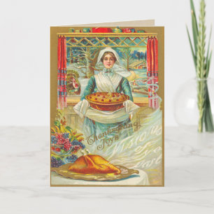 Vintage Erntedank-Festkarte Feiertagskarte