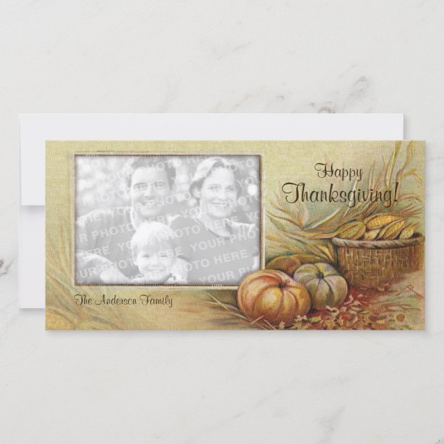 Vintage Erntedank-Fotokarte Feiertagskarte (Vorderseite)