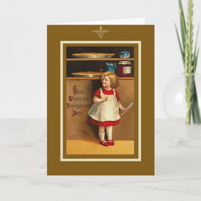 Vintage Erntedank-Karte Feiertagskarte (Vorderseite)