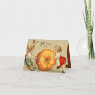 Vintage Erntedank-Kinder fühlen sich gefühlvoll Feiertagskarte