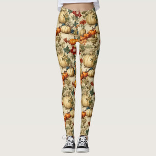 Vintage-Erntedankfest-Kürbis-Blumen-Ernte Leggings