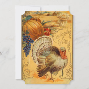 Vintage Erntedankfest und Truthahn Thanksgiving-Di Einladung