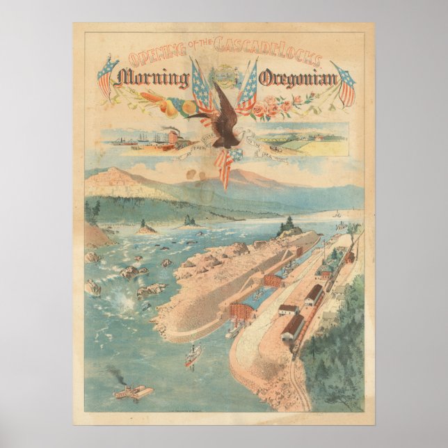 Vintage Eröffnung des CascadeLocks Poster (Vorne)