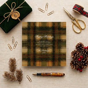 Vintage-Erttöne-Tartan-Preppy-Ohne-Foto Feiertagskarte