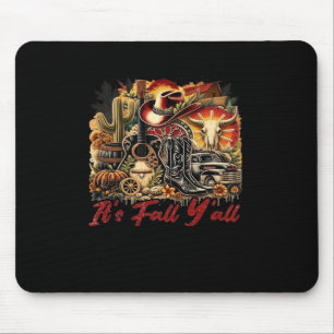 Vintage Es ist Herbst Leute Cowgirl Stiefel Gitarr Mousepad