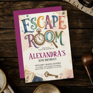 Vintage-Escape-Room-Abenteuer-Spionage-Rätsellösun Einladung