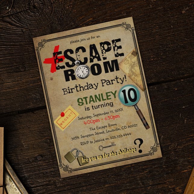 Vintage Escape Room Mystery Geburtstagsparty Einladung (Von Creator hochgeladen)
