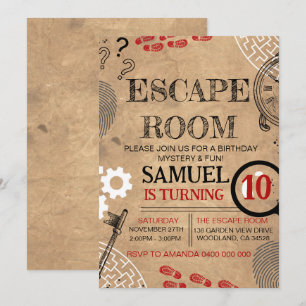 Vintage Escape Room Mystery Geburtstagsparty Einladung