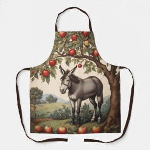 Vintage Esel unter einem Apfelbaum Schürze