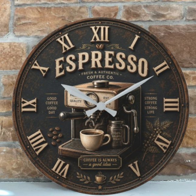 Vintage Espresso Coffee Machine  Große Wanduhr (Von Creator hochgeladen)