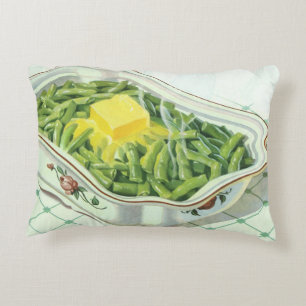 Vintage-Essen, Grüne-Bohnen-Auflauf mit Butter Dekokissen