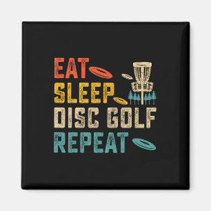 Vintage Essen Schlafen Disc Golf Wiederholen Spiel Magnet