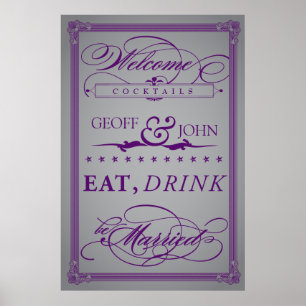 Vintage "Essen, Trinken, Seien Sie Verheiratet" Co Poster