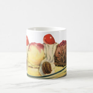 Vintage-Essensdesserts, Bananensplit-Kirschen Tasse