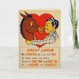 Vintage-Essig-Esel-Valentinskarte Feiertagskarte