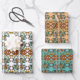 Vintage estnische Folklorekunst Geschenkpapier Set