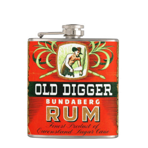 Vintage Etikett einer alten Digger-Rum-Whisky-Flas Flachmann