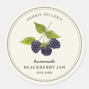 Vintage-Etikett für Brombeermarmeladenglas Runder Aufkleber
