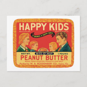 Vintage-Etikett für Erdnussbutter-Lebensmittelprod Postkarte
