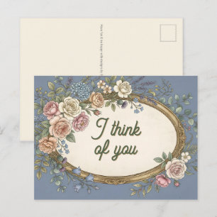 Vintage Etikett mit farbigen Blumen 23 Postkarte