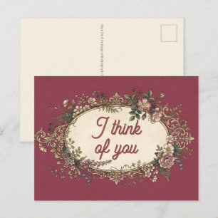 Vintage Etikett mit farbigen Blumen 27 Postkarte