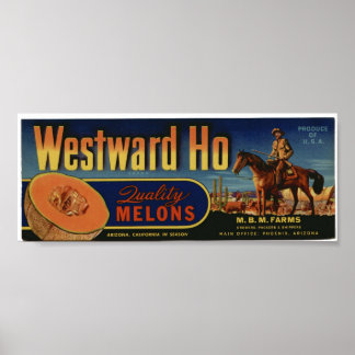 Vintage Etiketten der Fruchtkästen von Cantaloupe Poster