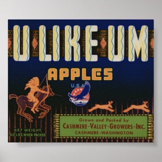 Vintage Etiketten für alte Fruchtkästen von Apple Poster