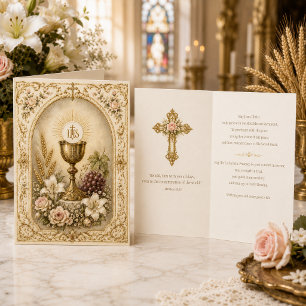 Vintage-Eucharistische Segnungen Katholische Schri Karte