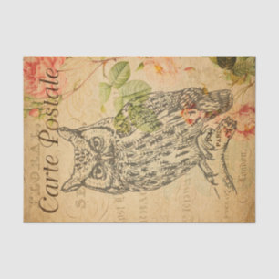 Vintage Eule Floral Blumen Französische Cartle Pos Seidenpapier