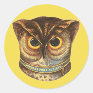 Vintage Eule-Illustration Runder Aufkleber
