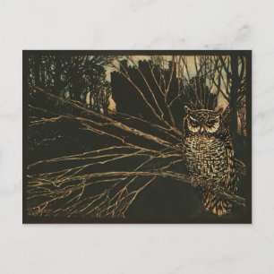 Vintage Eule im Wald Postkarte