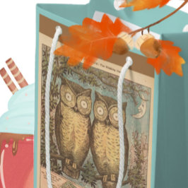 Vintage Eule niedlich fallen Kinderhandwerk blau b Kleine Geschenktüte