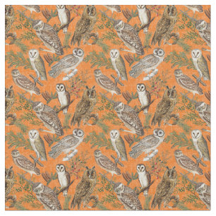 Vintage Eule - Orange Stoff
