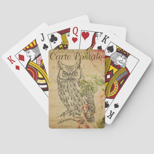Vintage Eule Spielkarten (Rückseite)