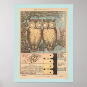 Vintage Eule süßer Herbstbastelarbeit  Poster