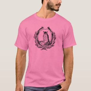 Vintage Eule und Buch Exlibris T-Shirt