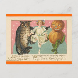 Vintage Eule und Kobold Halloween Feiertagspostkarte