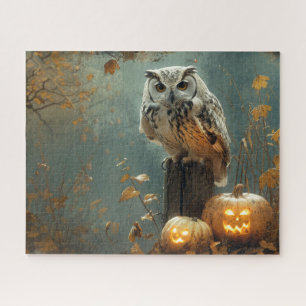 Vintage Eule und Kürbisse Herbst Halloween Puzzle