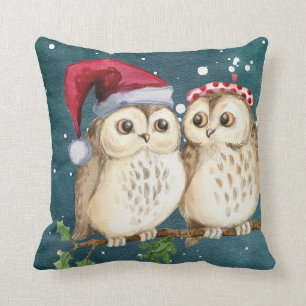 Vintage Eule und Winter Weihnachten Kissen