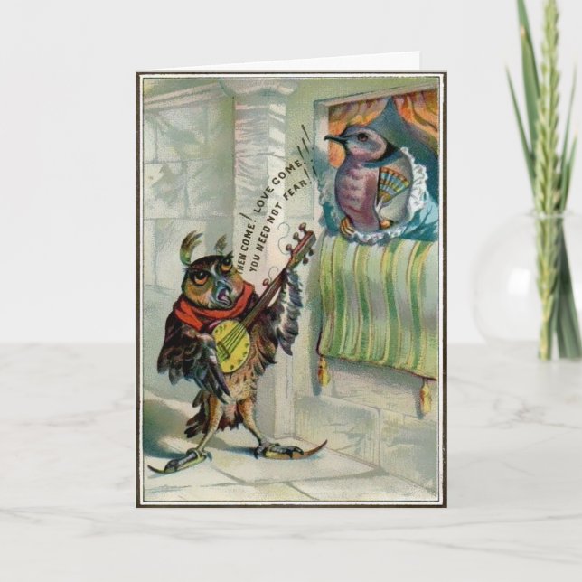 Vintage Eule-Valentinstag-Karte Feiertagskarte (Vorderseite)