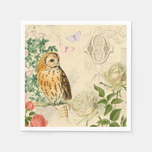 Vintage-Eulen-Blumen-Papier-Servietten mit wunders Serviette