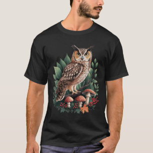 Vintage-Eulen-Cottagecore-Ästhetik-Pilz-Aufkleber T-Shirt