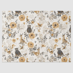 Vintage Eulen & Florales Botanisches Muster (3) Seidenpapier