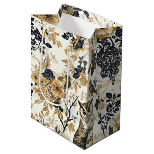 Vintage Eulen & Florales Botanisches Muster (7) Mittlere Geschenktüte