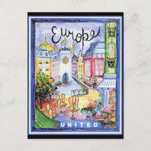 Vintage-Europa-Reiseplakat, Postkarte