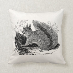 Vintage europäische Eichhörnchen 1800s Kissen