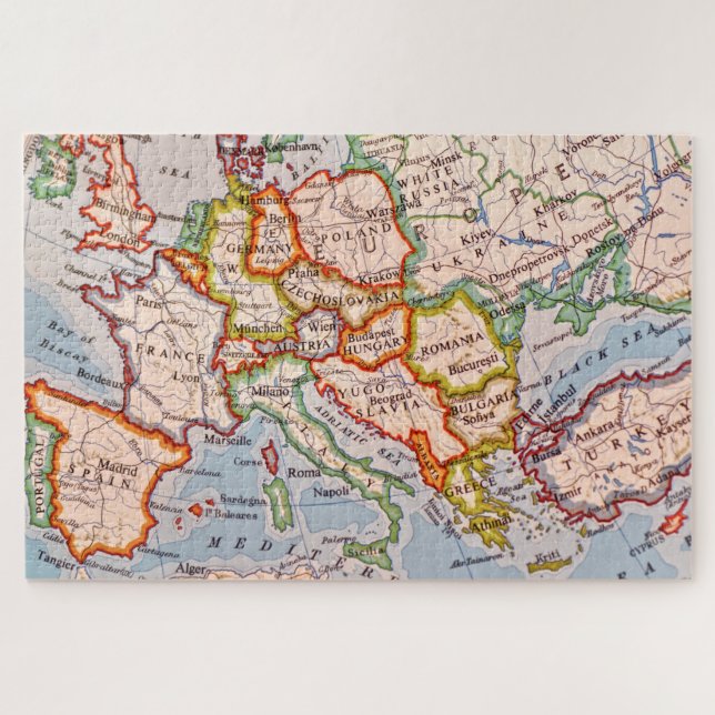 Vintage europäische Karte Puzzle (Horizontal)