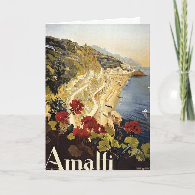 Vintage europäische Reise-Anzeige Amalfis Italien Karte (Vorderseite)