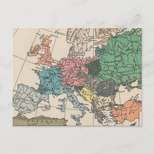Vintage europäische Reisekarte Postkarte (Vorderseite)