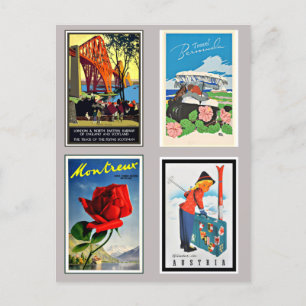 Vintage europäische Reiseposter, Feiertagspostkarte
